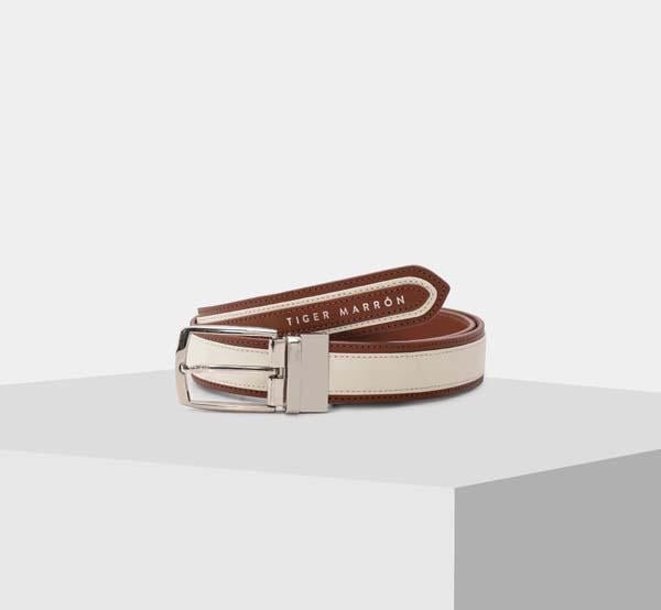 BROWN & CREAM leather belt