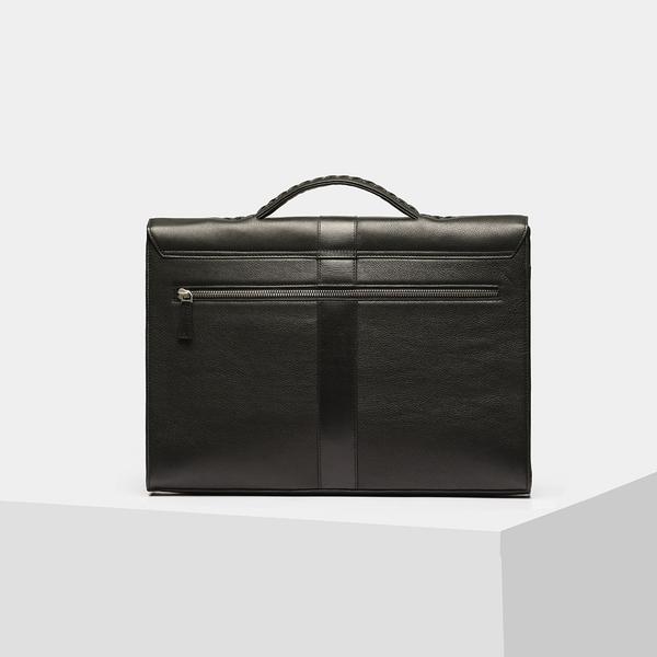 Black Leather Zipper Laptop Bag