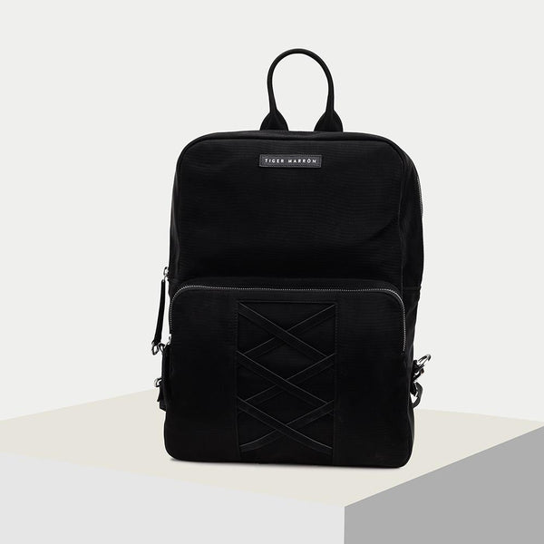 zig-zag design vegan leather backpack