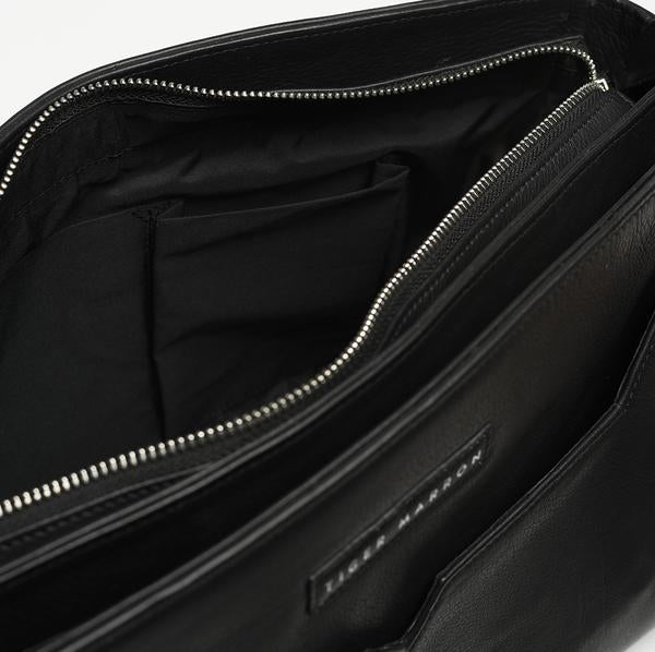 Black Leather Crossbody zipper Bag USA