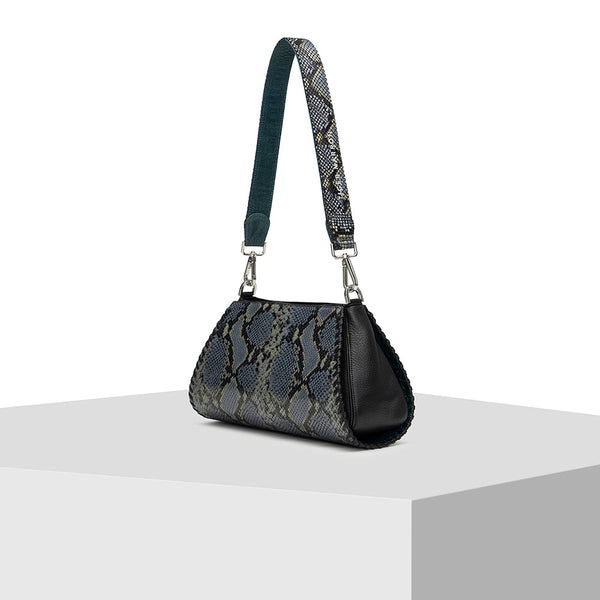 Black and Blue Leather Tote Bag Tiger Marrón 