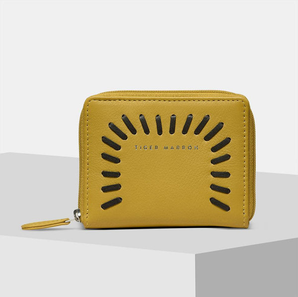 bespoke leather wallet for women - Mustard