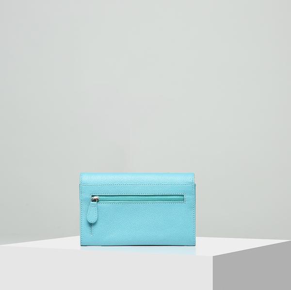 Aqua leather purse for women
