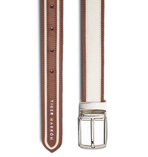 BROWN & CREAM designer leather belt