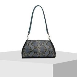 Black and Blue Leather Tote Bag Tiger Fish