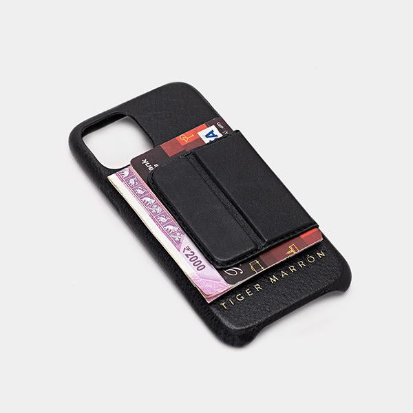 BLACK leather phone cover