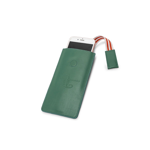 green leather phone cover