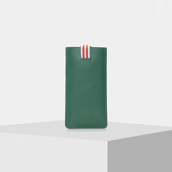 green leather cellphone cover