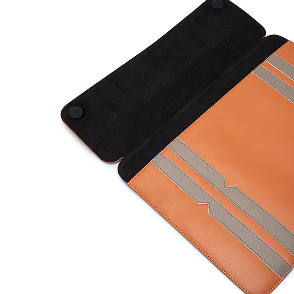 TAN & GREY Leather Laptop Cover