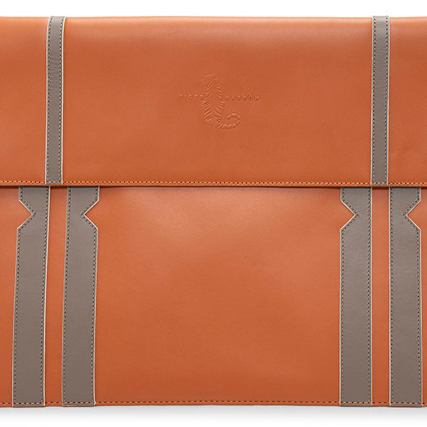 TAN & GREY Leather Laptop sleeve
