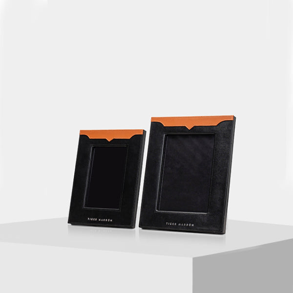 BLACK & ORANGE Leather selfie stand