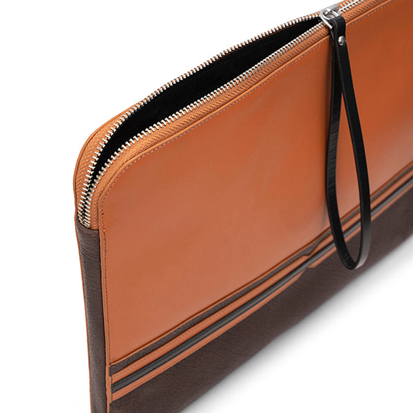 BROWN & ORANGE Leather laptop cover