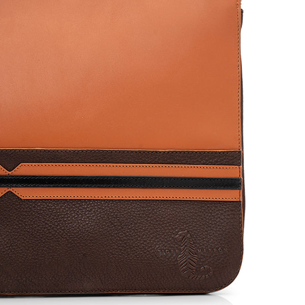 BROWN & ORANGE Leather laptop cover