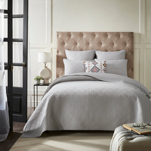 Light Grey Cambric Quilted Bedspread