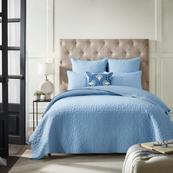 Light Blue Cambric Quilted Bedspread