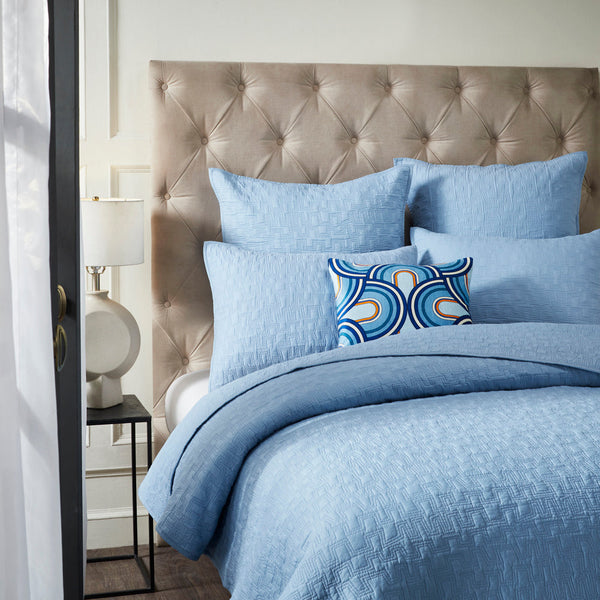 Light Blue Cambric Quilted Bedspread