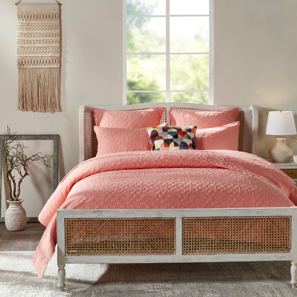 Peach Cambric Quilted Bedspread