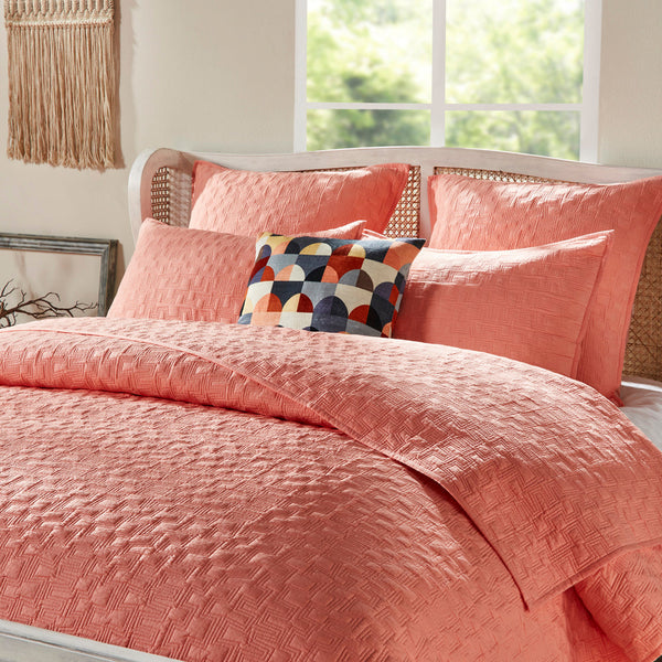 Peach Cambric Quilted Bedspread