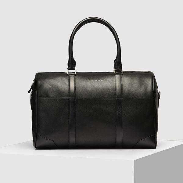 soft leather duffle bag - Black