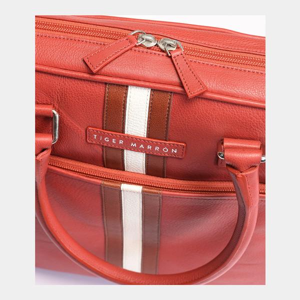 Red Leather Zipper Laptop Bag