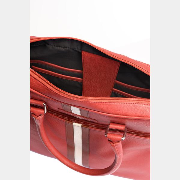 Red Leather zipped Laptop Bag