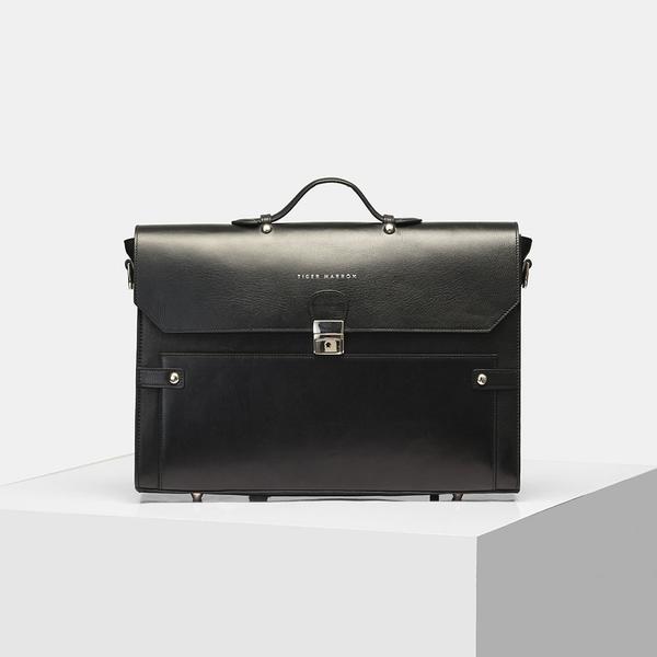 Black Leather Handcrafted Laptop Bag