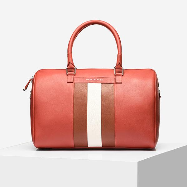leather weekender bag - Red