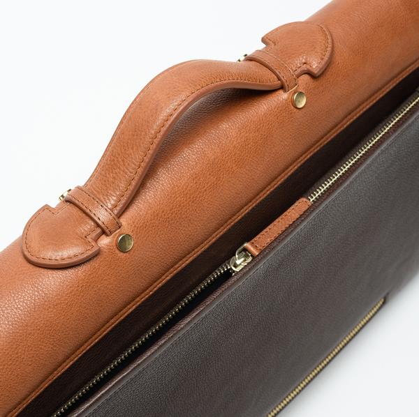 Brown Leather Zipped Laptop Bag USA