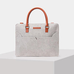 best leather laptop bag - GREY & ORANGE