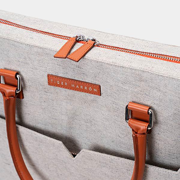 Grey & Orange zipper Laptop Bag USA