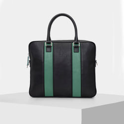 premium leather laptop bags - BLACK & GREEN