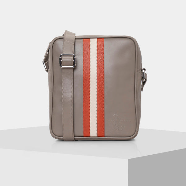 Grey Leather Cross Body Bag
