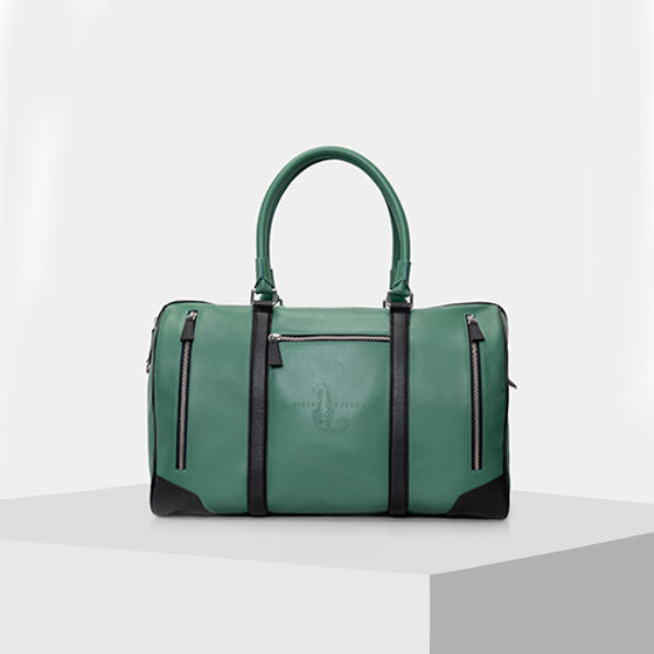 leather travel duffel bags - GREEN & BLACK