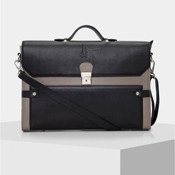 Leather Laptop Bag men's - GREY & BLACK