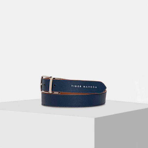 BLUE & TAN designer leather belt