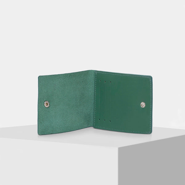 green leather wallet mens