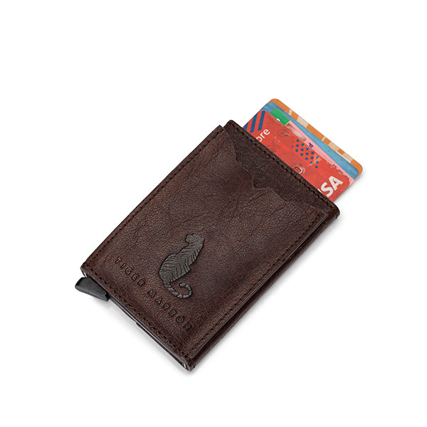 Brown - leather card holder wallet