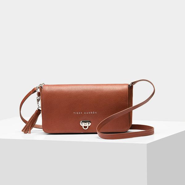 Brown leather cross bag