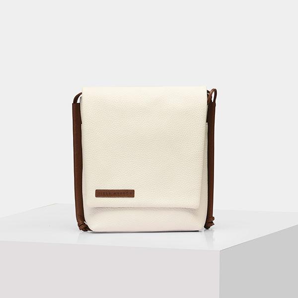 designer leather tote bags - White & Dark Brown
