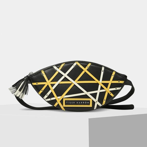 leather belt pouches - Black Yellow & White