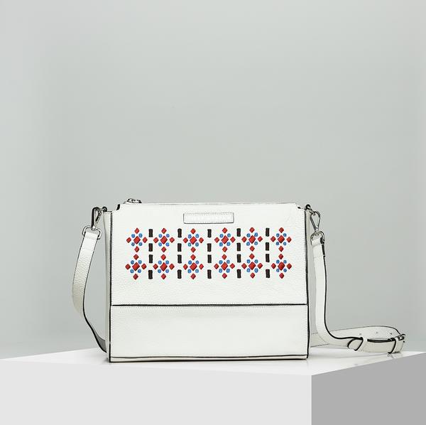 White - full grain leather crossbody bag for Women