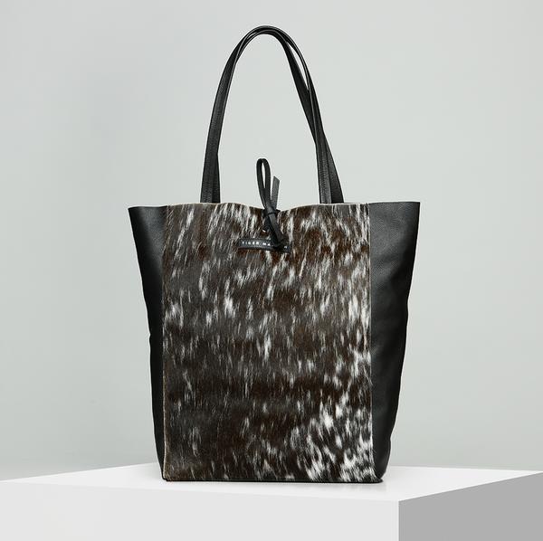 Designer Leather shopper bag - DARK BROWN