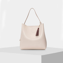 leather tote bags for Women - CREAM & BURGUNDY