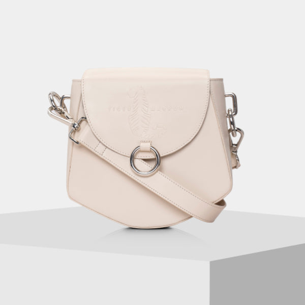 Cream Leather Crossbody Bag for Women