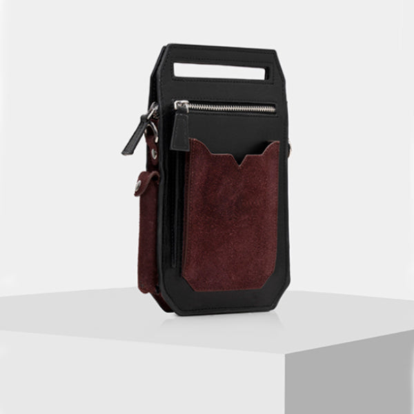 Leather Mobile Slings - BLACK & BURGUNDY