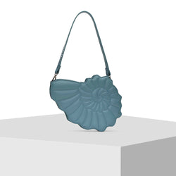 Blue Leather Tote Bag Tiger Fish