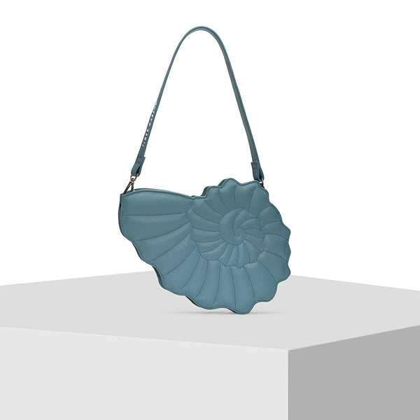 Blue Leather Tote Bag Tiger Fish