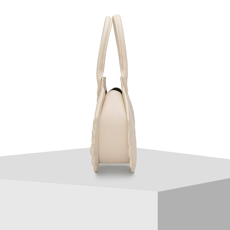 Cream Leather Tote Bag Tiger Marrón 