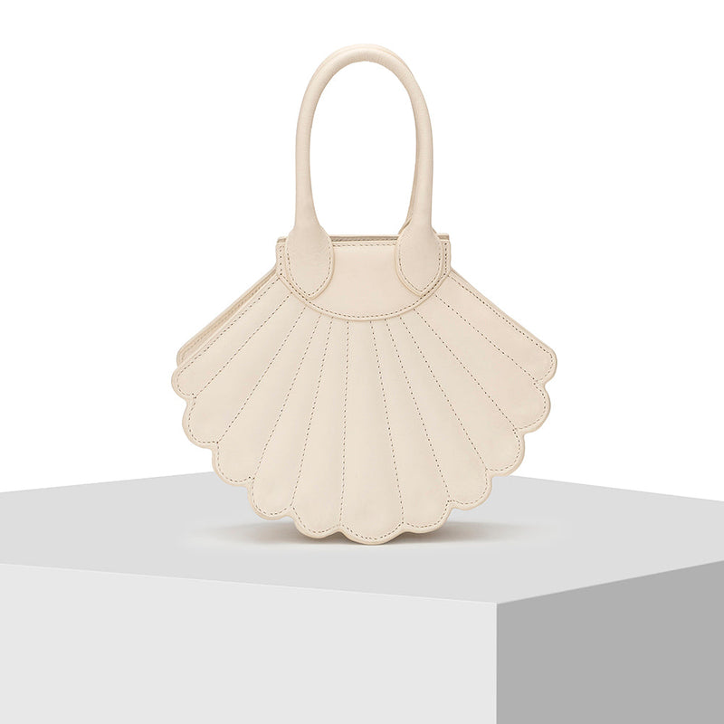 Cream Leather Tote Bag - Tiger Marrón x Nitya Arora