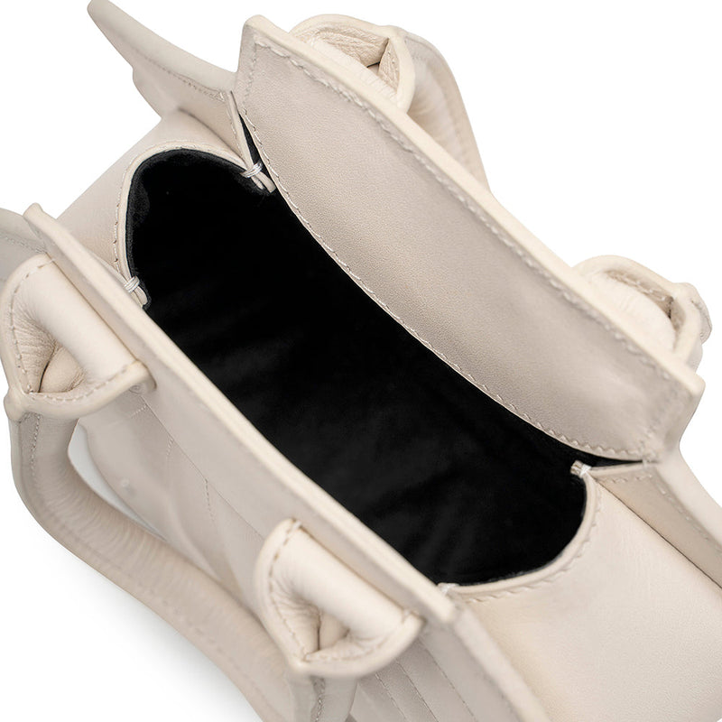 Cream Leather Tote Bag - Tiger Marrón x Nitya Arora